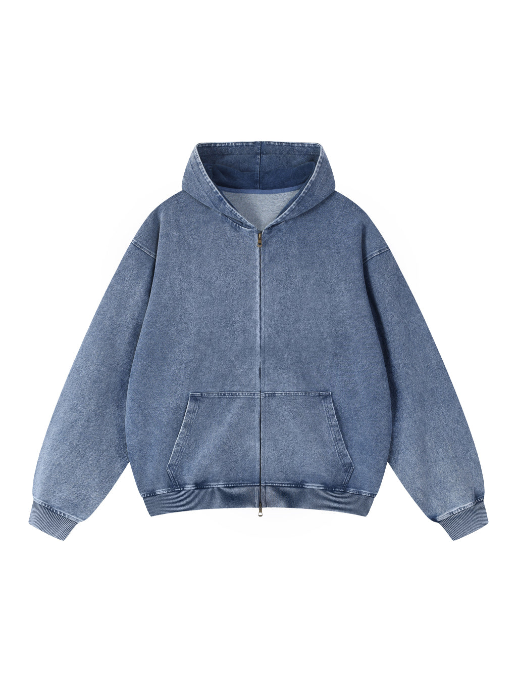 Snow Wash Oversized Zip-Up Hoodie
