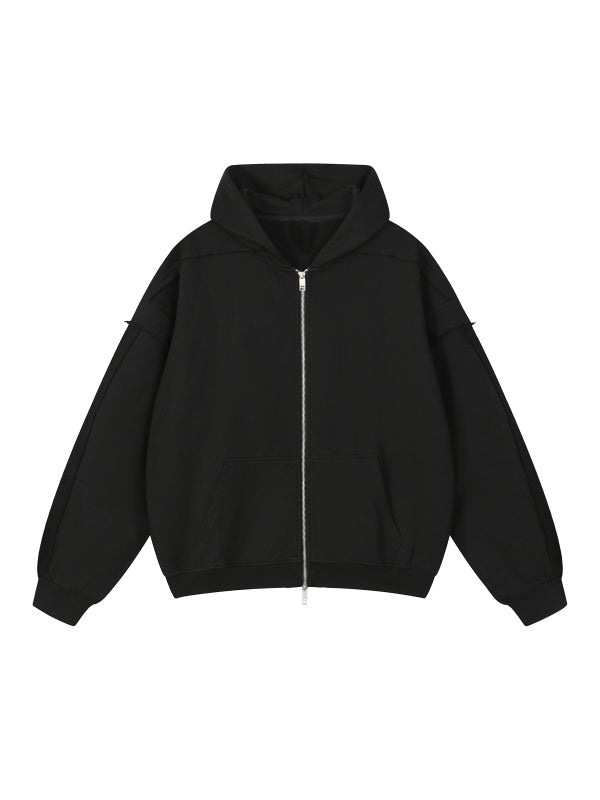 Black + Gray Double Layered Zip Hoodie